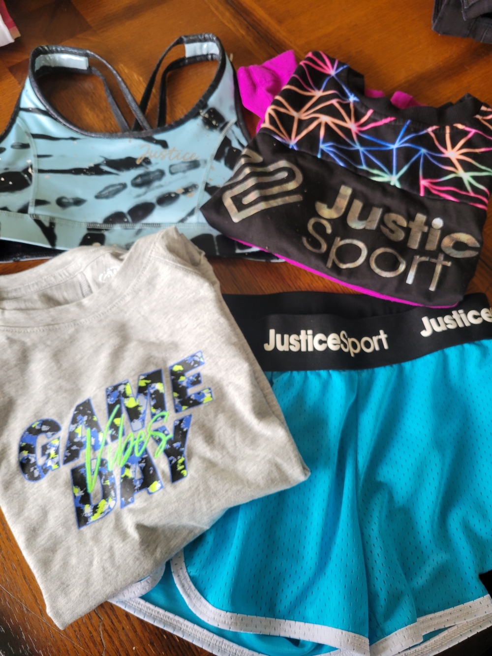 Bundle Of 5 Justice Girls Blue Athletic Shorts with Matching Tops